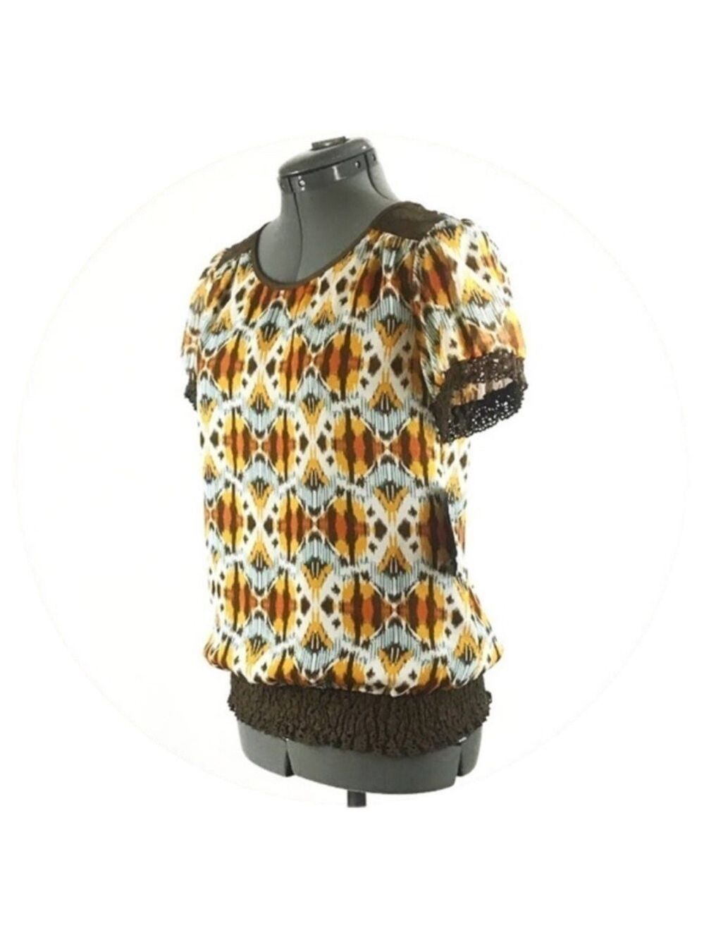 NICOLE by NICOLE MILLER Sun abstract print blouse. Size S, NWT! - Picture 2 of 5